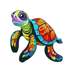 Colorful sea turtle vector illustration