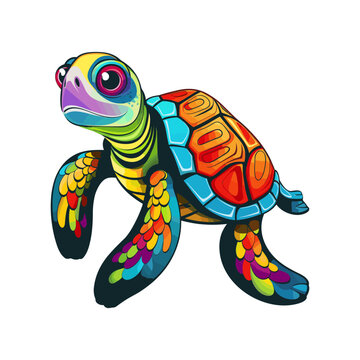Colorful sea turtle vector illustration
