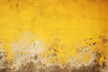 Yellow Vintage Grunge Background: Worn Wall with Chipped Paint
