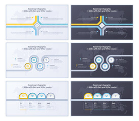 Roadmap Infographic Presentation 6 Slides White and Dark version