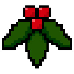 Holly berry Christmas pixel art style