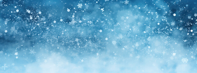 Snowfall on Blue Background