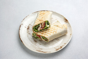 Delicious shawarma on a plate