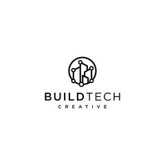 Technology building vector logo template