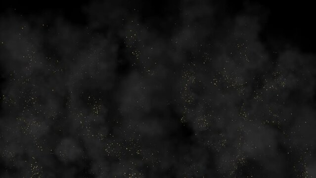 Animation of glowing sparks and smoke rising to the top, golden particles, rising to the top, embers