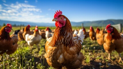 Fototapeta premium Chickens on a farm