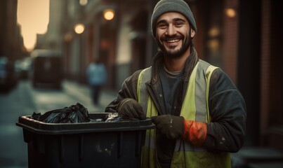 Blue-collar worker representing their trade with pride - obrazy, fototapety, plakaty