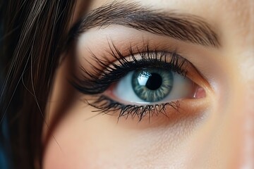 Obraz premium Generative AI : Woman with long eyelashes in eyeglasses