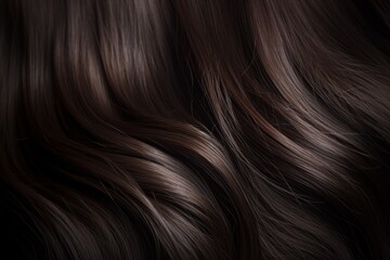 Dark brown silky, shiny, healthy hair close-up macro textured wallpaper