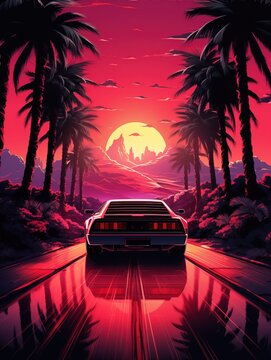 1980s Epic Background in a Retro Neon Cyberpunk style