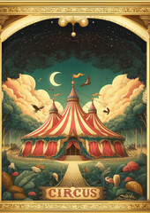 Neo Classic Circus poster.
A vintage circus poster of a big top circus in the nature