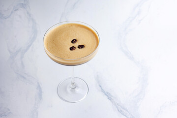 Alcoholic cocktail with coffee beans 