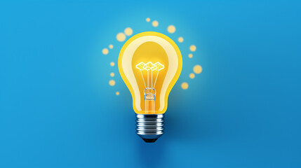 illustrated of Clarifying ideas with yellow bulb on blue background, light bulb concept