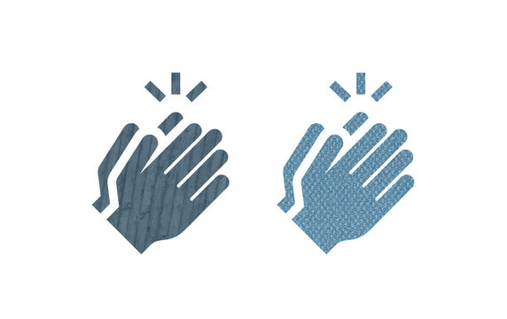Calp hand icon symbol blue with texture