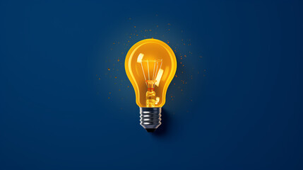 illustrated of Light bulb with idea clarifying ideas with yellow electric bulb on blue background