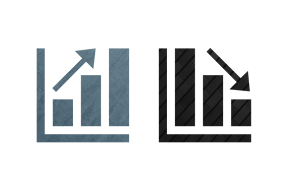 Chart icon symbol gray and black with texture
