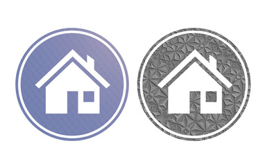  Home icon symbol blue and gray with texture