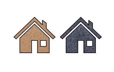 Home icon symbol brown and gray with texture