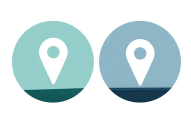 Location icon symbol blue and green with texture