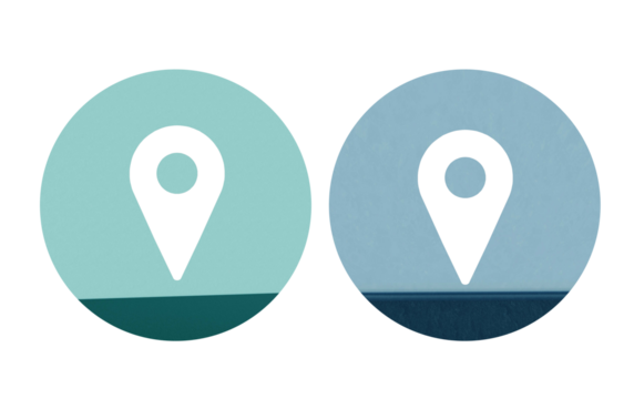 Location icon symbol blue and green with texture