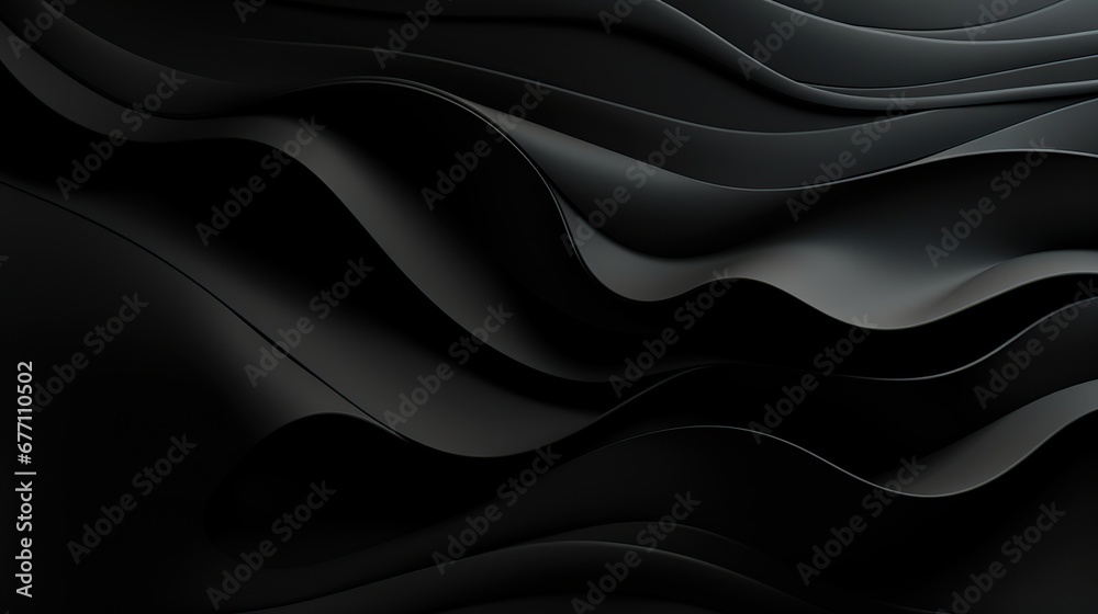Wall mural beautiful dark black fabric wave background concept ai generated image - Wall murals