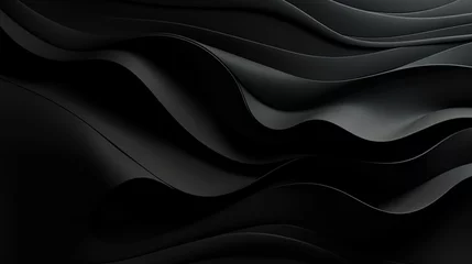 Papier Peint Lavable Ondes fractales Beautiful dark black fabric wave background concept ai generated image