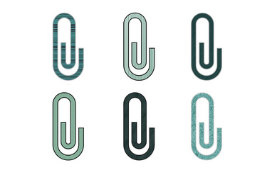 paper clip green icon symbol with texture