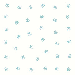 cute kitten paw prints vector seamless pattern
