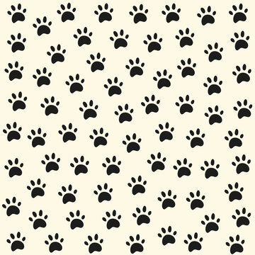 cute kitten paw prints vector seamless pattern