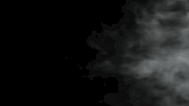 3D Animated Foggy White Smoke Transition Comes In And Leaves In A Transparent Background.
