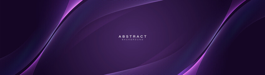 Purple abstract dynamic line wavy glowing background. Futuristic hi-technology concept. Trendy minimal banner. Vector illustration