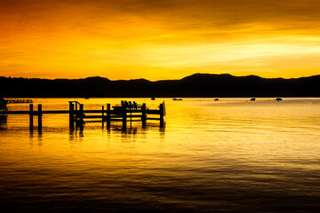 Sunrise over Lake Tahoe on a sunny summer day