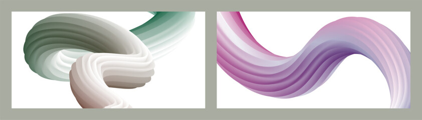 Abstract volumetric background. Cords. set of two illustrations. Toothpaste in a tube. Minimalism. Creative modern background. Cover design, wallpaper, background. eps vector.