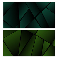 Abstract polygonal pattern. Set of two dark gradient polygonal backgrounds. Background design, cover, postcard, banner, wallpaper