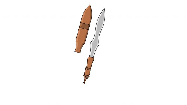 Animated video of the dohong icon, a typical Indonesian Kalimantan weapon