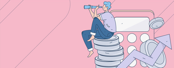 Internet financial management investment flat vector concept operation hand drawn illustration
