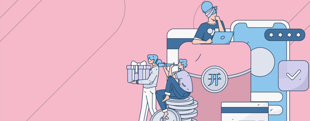 Internet financial management investment flat vector concept operation hand drawn illustration
