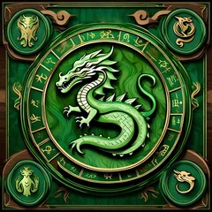green dragon in zodiac circle