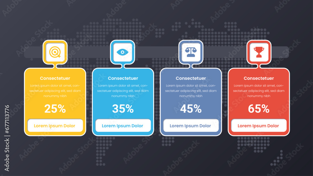 Wall mural survey results infographic template with 4 steps