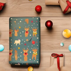 Reindeer Themed Christmas Wrapping Paper Seamless Tileable