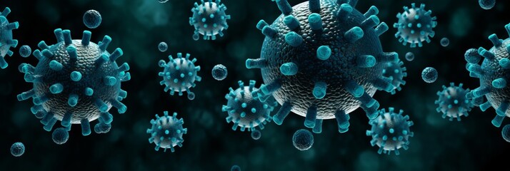 Close up of covid 19 flu virus cell on influenza outbreak background with medical concept - Powered by Adobe