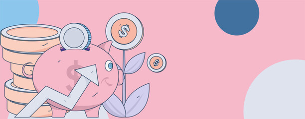 Internet financial management investment flat vector concept operation hand drawn illustration
