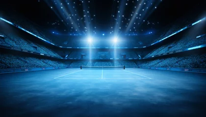 Keuken spatwand met foto Deserted grand arena   serene tennis court basking in enchanting solitude and tranquility © Ilja