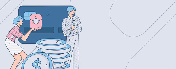 Internet financial management investment flat vector concept operation hand drawn illustration
