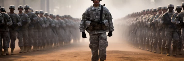 Foto op Plexiglas Unrecognizable united states soldier saluting the us army troops with patriotic pride and dedication © Ilja
