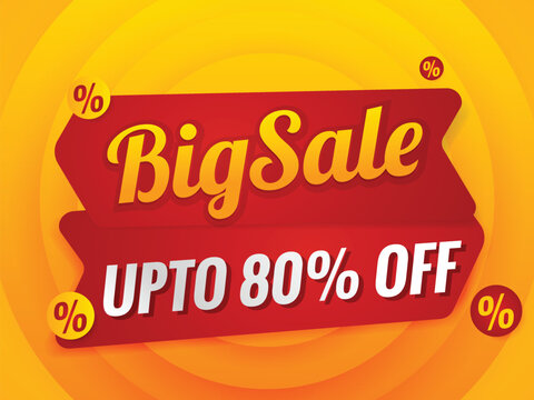 big sale banner template with background yellow. red label modern design