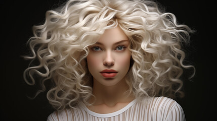 Fototapeta premium Close-up of woman with curly platinum blonde hair
