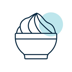 Mascarpone cheese dairy product in bowl icon