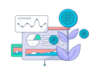 Internet financial management investment flat vector concept operation hand drawn illustration
