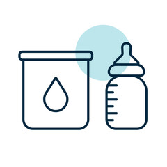 Milk powder canned and baby bottle vector icon
